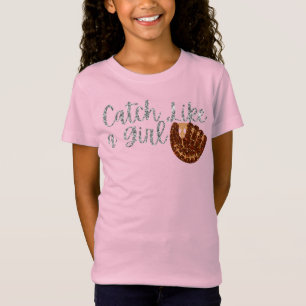 Catch Like a Girl Baseball Glitter T-Shirt