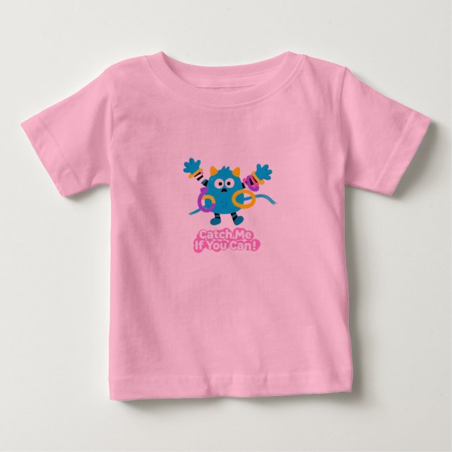 "Catch Me If You Can" Cute Monster Kids T-Shirt (Front)