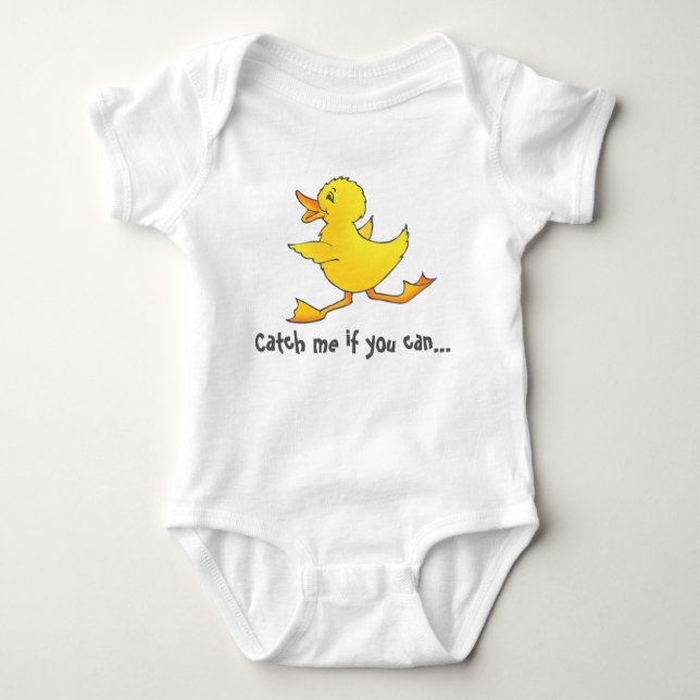 Catch me if you can cute yellow duck toddler tee (Front)