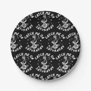 Catch Me On Satur(n)day Pun Humor Paper Plates