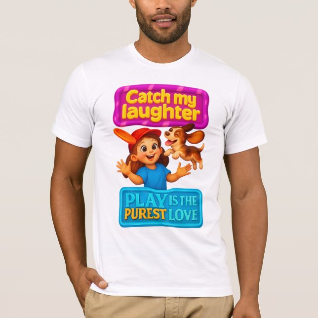 Catch My Laughter Sporty Girl with Beagle Puppy T-Shirt (Front)