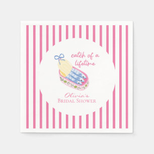 Catch of a lifetime sardines bridal shower pink napkins