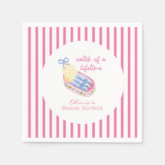 Catch of a lifetime sardines bridal shower pink napkins