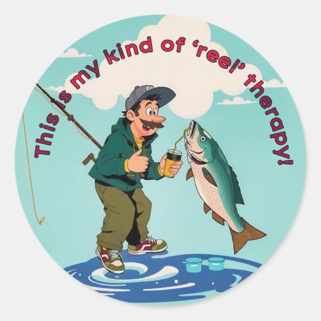 Catch of the Day: An Angler's Triumph Classic Round Sticker (Front)
