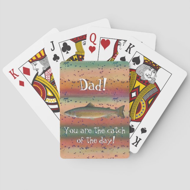 Catch of the Day Father's Day Rainbow Trout Poker Cards (Back)