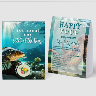 Catch of the Day Happy Hour Double sided Tent sign