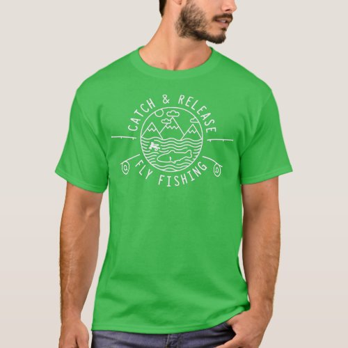 Catch  Release Fly Fishing  Retro badge style  T_Shirt