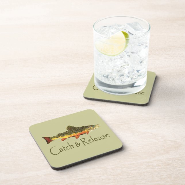 Catch & Release Trout Fishing Beverage Coaster (Right Side)