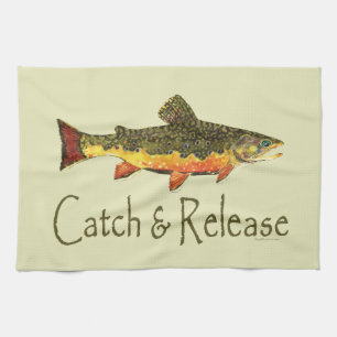 Catch & Release Trout Fishing Kitchen Towel