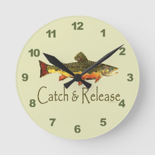 Catch  Release Trout Fishing Round Clock