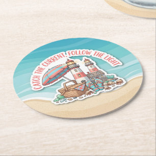 Catch The Current, Follow The Light Round Paper Coaster