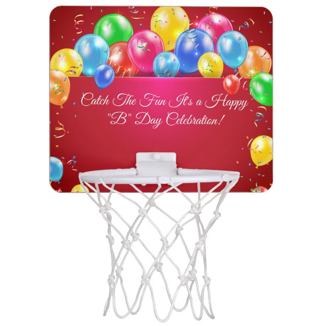 Catch the Fun Birthday  Mini Basketball Hoop ("Catch the fun and celebrate every shot -the happiest birthday hoop around")