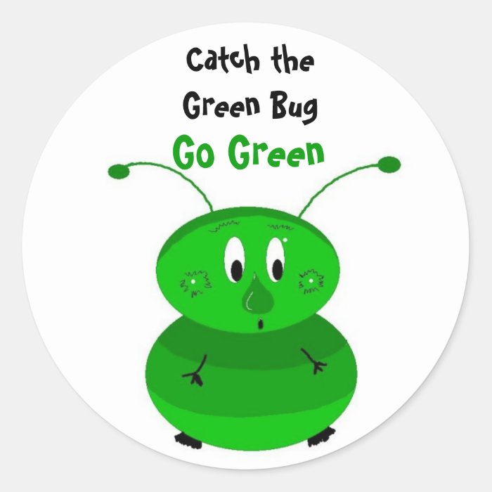 Catch the Green Bug Round Stickers