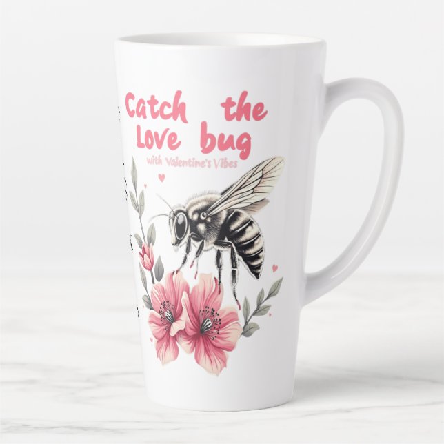 Catch the Love Bug Valentine's Day  Latte Mug (Right)