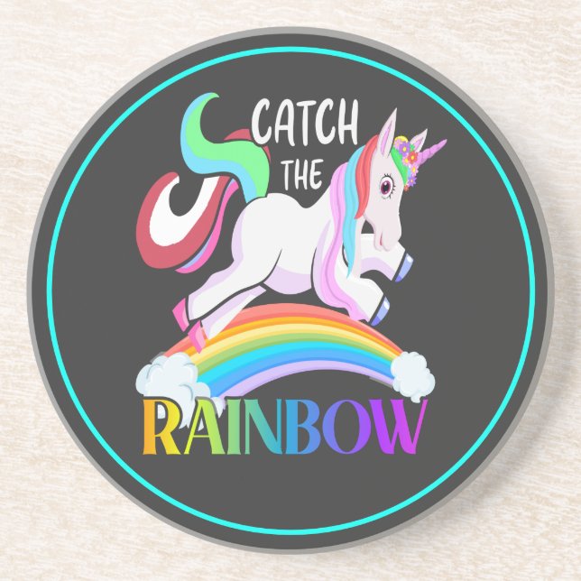 Catch the Rainbow Unicorn Design Coaster (Front)