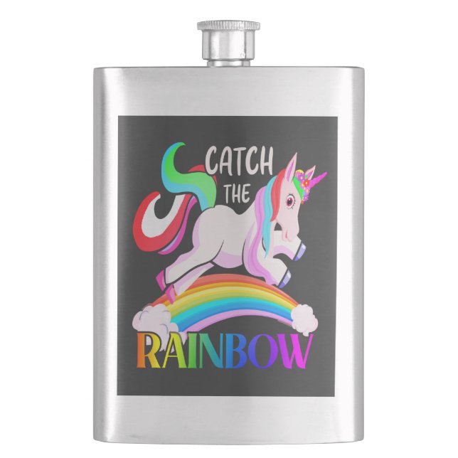 Catch the Rainbow Unicorn Design Flask (Front)