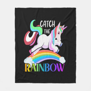 Catch the Rainbow Unicorn Design Fleece Blanket
