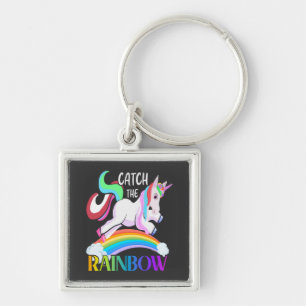 Catch the Rainbow Unicorn Design Keychain
