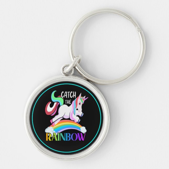 Catch the Rainbow Unicorn Design Keychain (Front)
