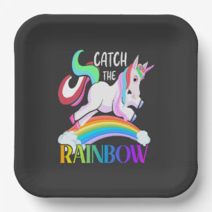 Catch the Rainbow Unicorn Design Paper Plates