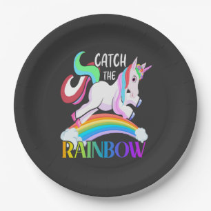 Catch the Rainbow Unicorn Design Paper Plates