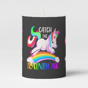 Catch the Rainbow Unicorn Design Pillar Candle