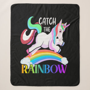 Catch the Rainbow Unicorn Design Sherpa Blanket