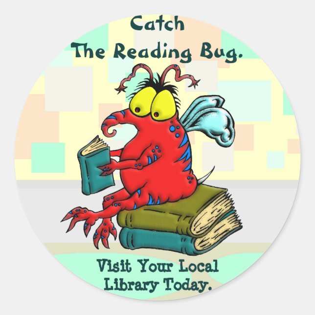 Catch The Reading Bug Classic Round Sticker (Front)