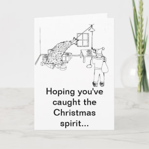 Catch the Spirit B&W Greeting Catch Holiday Card