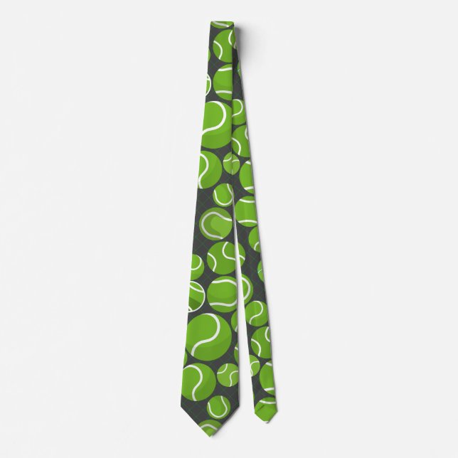 Catch the Tennis Balls Pattern D Grey BG Neck Tie (Front)