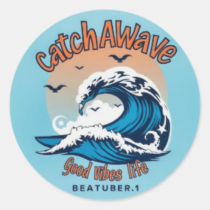 Catch the Wave: Embrace the Surfing Spirit Classic Round Sticker
