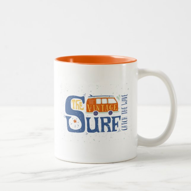 Catch The Wave Poster Two-Tone Coffee Mug (Right)