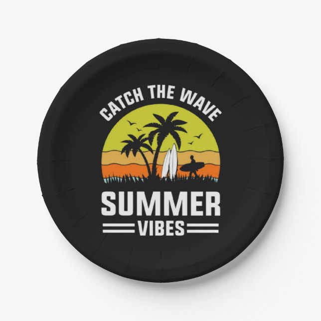 Catch The Wave Summer Vibes-64193 Paper Plates (Front)