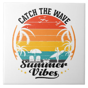 Catch the Wave Summer Vibes Ceramic Tile
