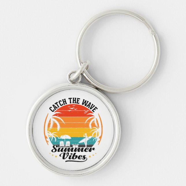 Catch the Wave Summer Vibes Keychain (Front)
