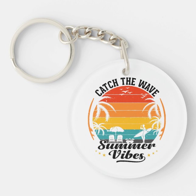 Catch the Wave Summer Vibes Keychain (Front)