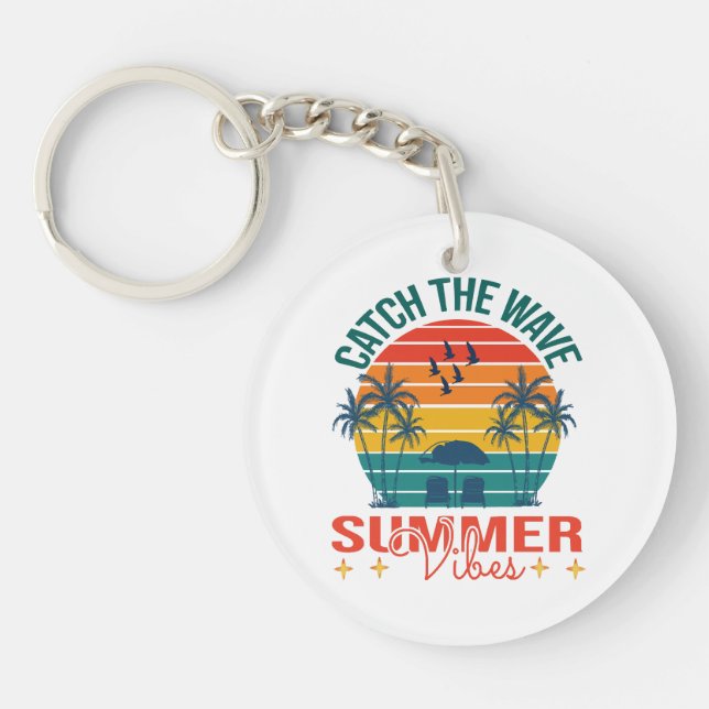 Catch the Wave Summer Vibes Keychain (Front)