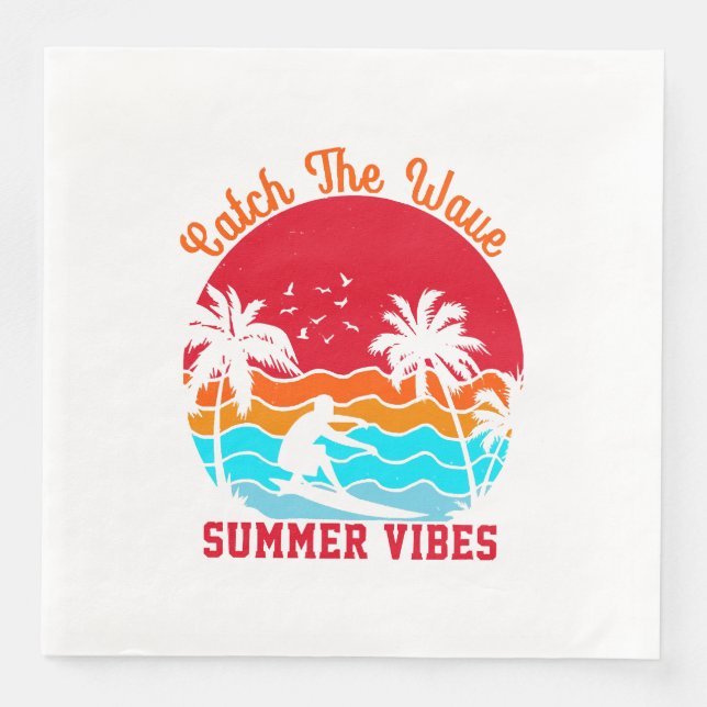 Catch the Wave Summer Vibes Paper Dinner Napkins (Front)