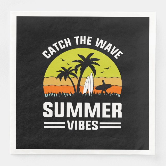 Catch the Wave Summer Vibes Paper Dinner Napkins (Front)