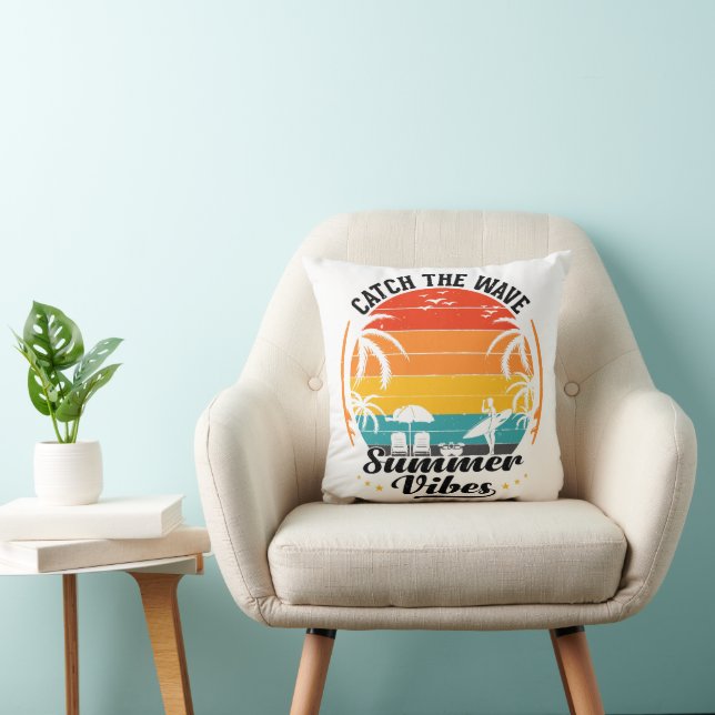 Catch the Wave Summer Vibes Throw Pillow (Chair)