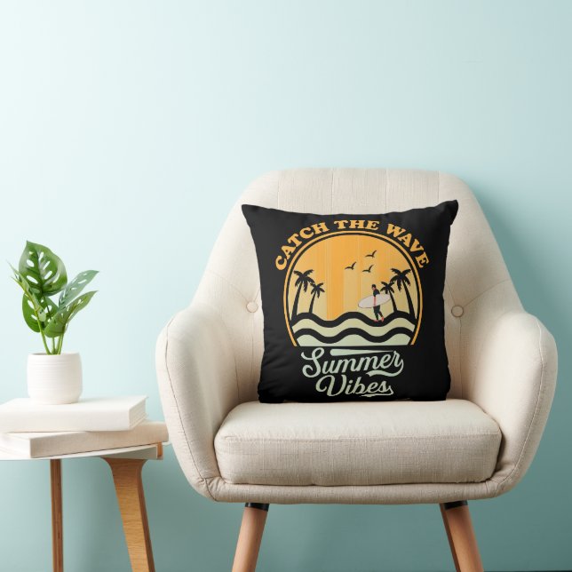 Catch the Wave Summer Vibes Throw Pillow (Chair)