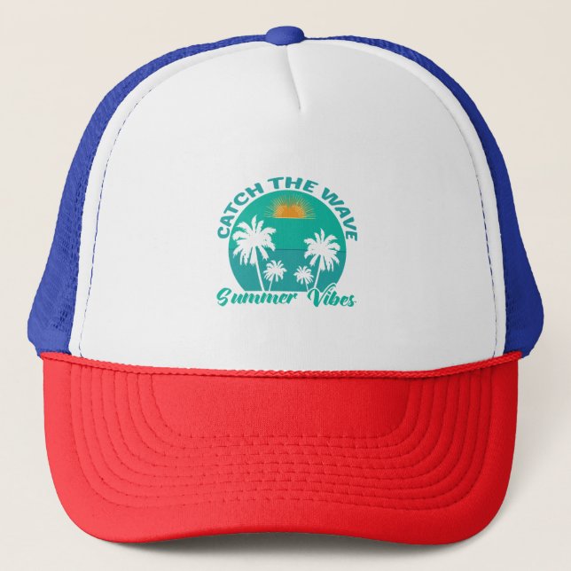 Catch the Wave Summer Vibes Trucker Hat (Front)