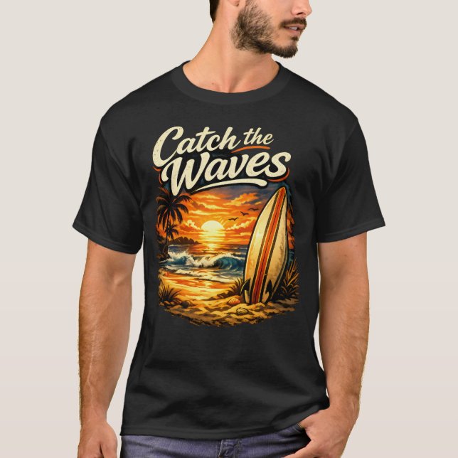 Catch the Waves Sunset Surf Tee (Front)