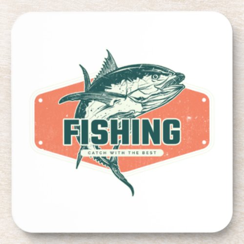 Catch With The Best  Fishing Beverage Coaster