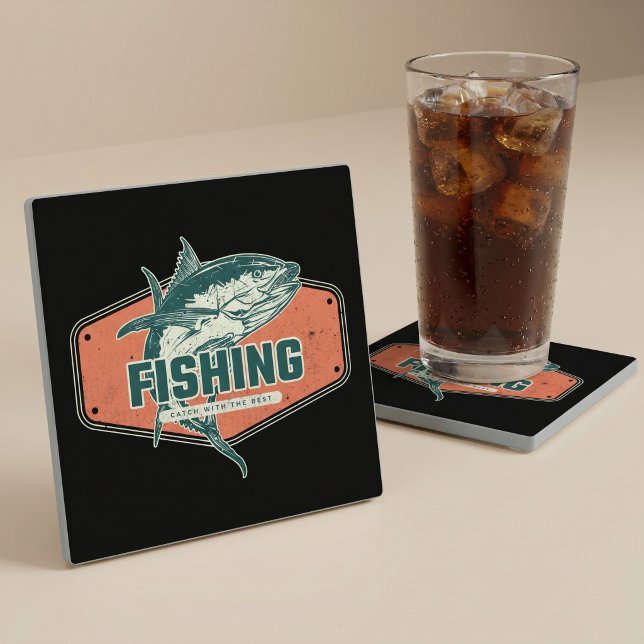 Catch With The Best | Fishing Glass Coaster (Creator Uploaded)