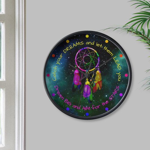 Catch your dreams dreamcatcher Boho Chic Clock