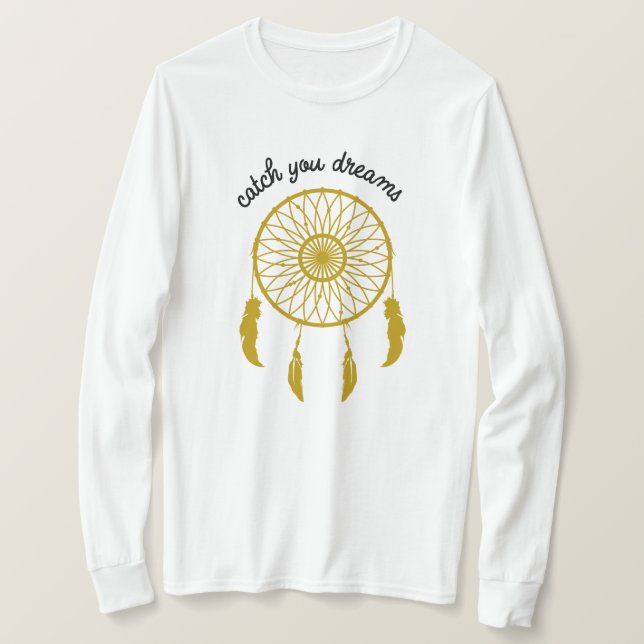 Catch your dreams Gold Dream catcher T-Shirt (Design Front)