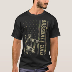 Catcher Baseball Men Baseball Dad Camo American F T-Shirt