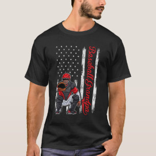 Catcher Baseball Men Baseball Grandpa American Fl T-Shirt