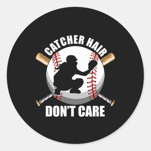 Catcher Hair Softball Baseball Bat Ball Player Gif Classic Round Sticker